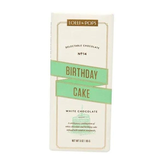 Lolli & Pops - 'Birthday Cake' White Chocolate Bar (3OZ) - The Epicurean Trader