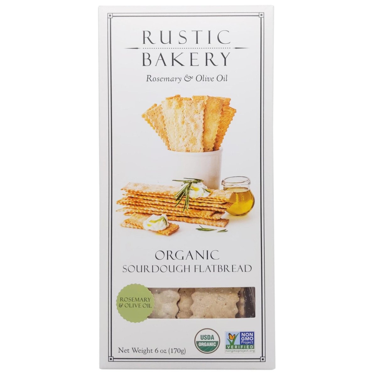 Rustic Bakery - 'Rosemary & Olive Oil' Organic Sourdough Flatbread Crackers (6OZ) - The Epicurean Trader