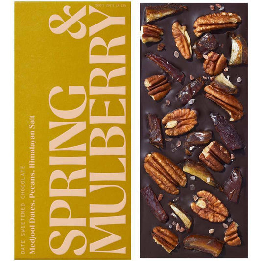 Spring & Mulberry - 'Medjool Dates, Pecans & Himalayan Salt' Date Sweetened Chocolate (3.5OZ) - The Epicurean Trader
